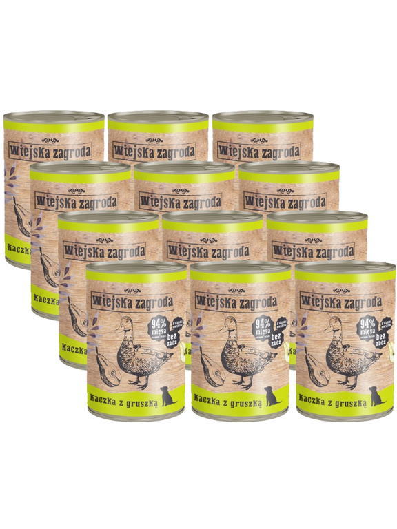 Wiejska Zagroda Kaczka z gruszką 12x400g dla psa