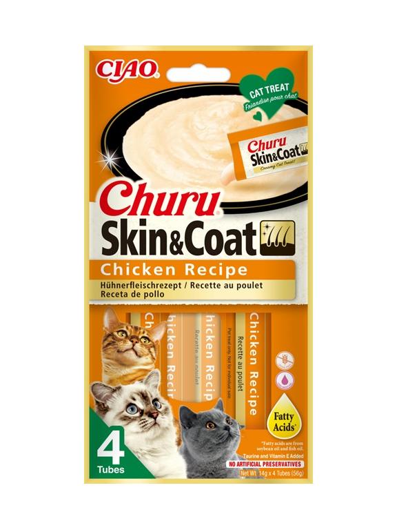 INABA Churu Skin&Coat przysmak dla kota o smaku kurczaka 4x14g