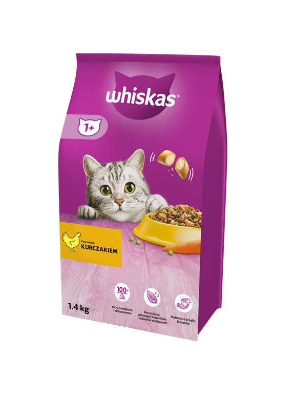 WHISKAS Adult 1,4 kg - sucha karma dla dorosłego kota, z pysznym kurczakiem