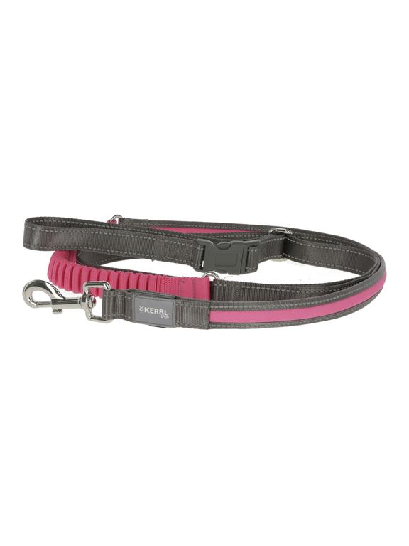 KERBL Smycz podświetlana Light & Reflex do biegania, 250 cm x 25 mm, różowa