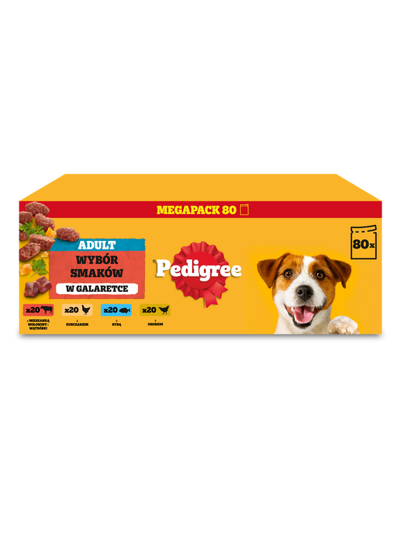 PEDIGREE® Adult Karma mokra dla psów dorosłych, Wybór Smaków w Galaretce, saszetka 80 x 100 g