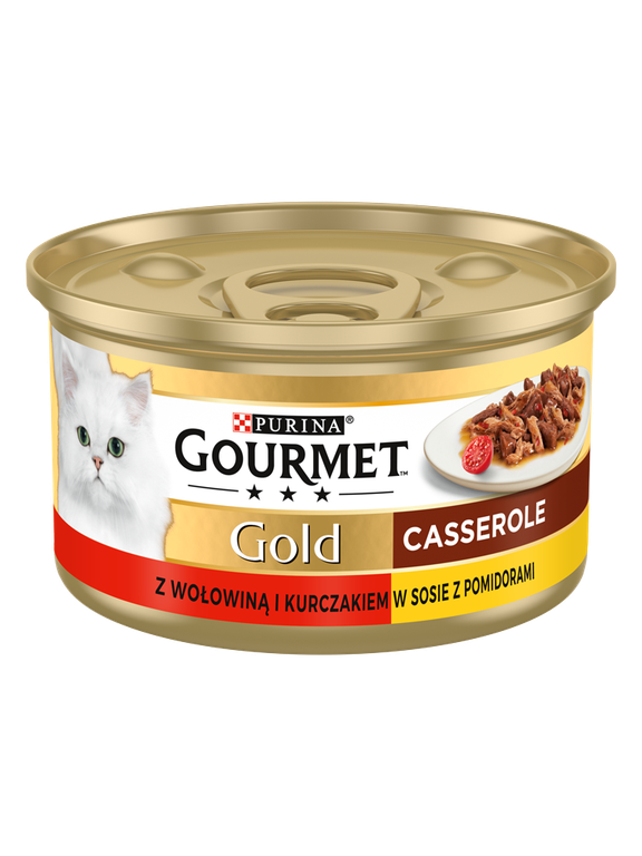 Purina Gourmet Gold z wołowiną i kurczakiem w sosie z pomidorami 85g