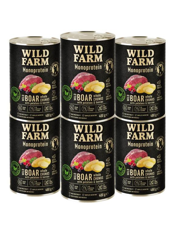 WILD FARM Monoprotein Wild Boar 6x400g hipoalergiczna karma dla psa