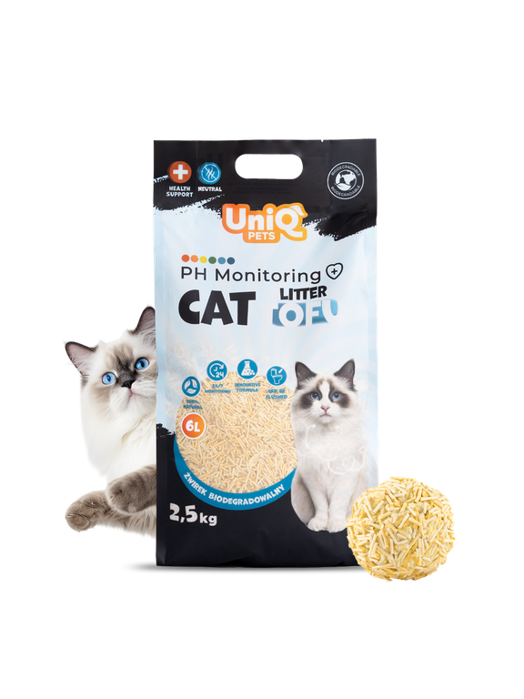 UNIQ PETS ŻWIREK DLA KOTA TOFU, pH monitoring, biodegradowalny 2,5 kg bez zapachowy.