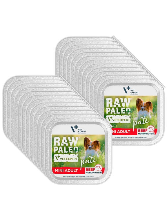 Vetexpert Raw Paleo Pate Mini Adult Beef 24x150g - wołowina tacka