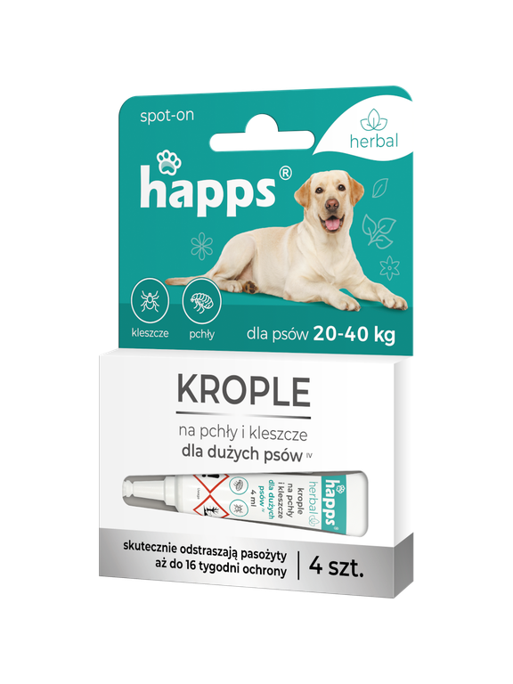 HAPPS Herbal - krople na pchły i kleszcze dla dużych psów 20-40kg