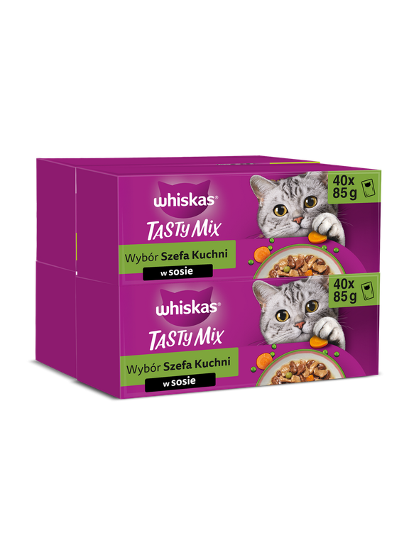 WHISKAS TASTY MIX mokra karma dla kota Wybór Szefa Kuchni w sosie 160x85g