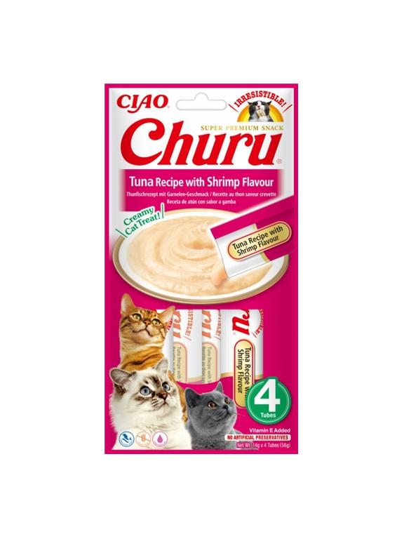 INABA  Churu przysmak dla kota o smaku tuńczyka i krewetki 4x14g