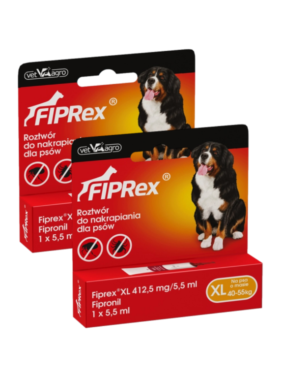 Fiprex XL, 412,5 mg/5,5 ml, roztwór do nakrapiania dla psów (2szt)