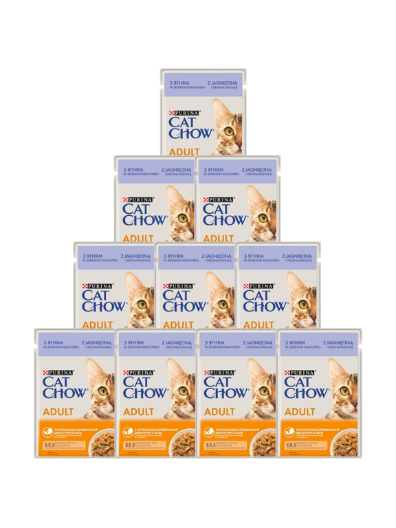 PURINA Cat Chow Adult Karma dla kotów z jagnięciną i zieloną fasolką w galaretce 10x85g