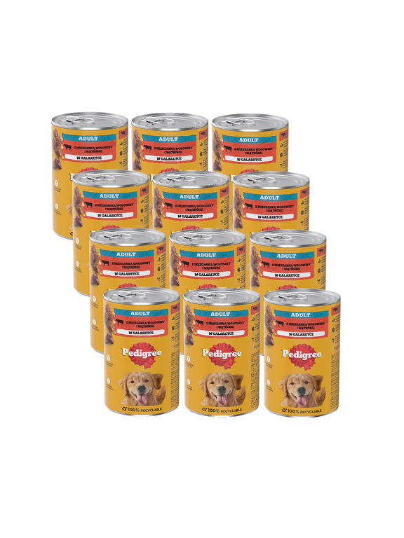 PEDIGREE Adult mokra karma dla psów, z wołowiną w galaretce 12x1,2kg