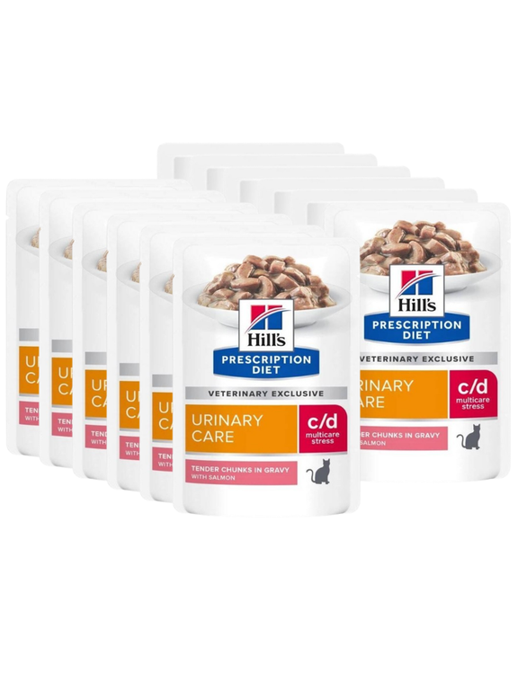 HILL'S PD Prescription Diet Feline c/d Urinary Stress Łosoś 12 x 85g saszetka