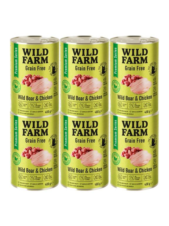 WILD FARM Premium Grain Free Wild Boar and Chicken 6x400g  - bezzbożowa karma dla kota