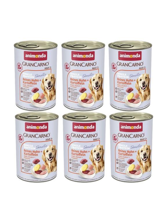ANIMONDA GranCarno Sensitiv  Adult Dog smak: Kurczak + ziemniaki  6x400g