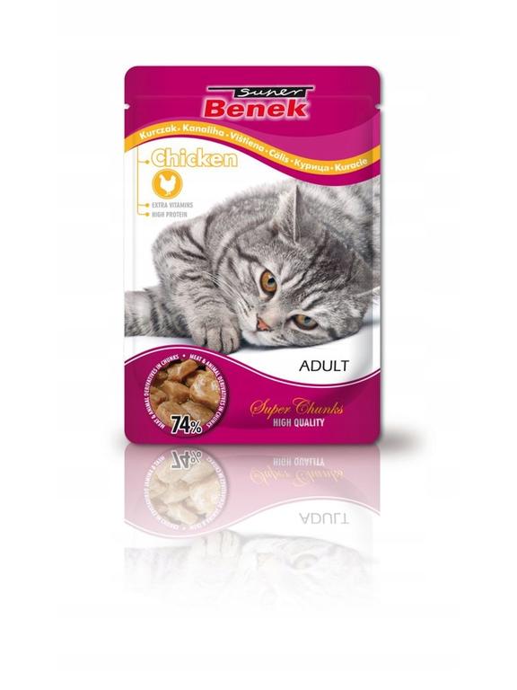 SUPER BENEK Adult Saszetka dla kota z kawałkami kurczaka 100g