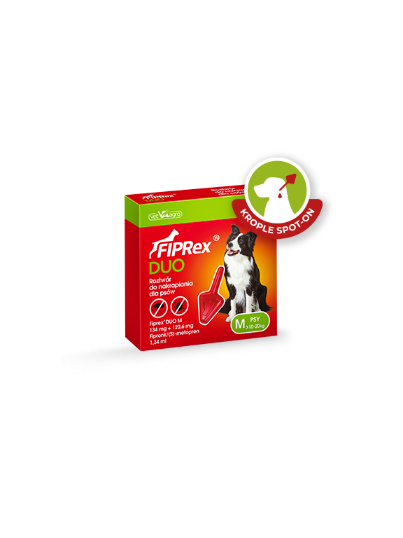 FIPREX DUO M 134 mg + 120,6 mg roztwór do nakrapiania dla psów