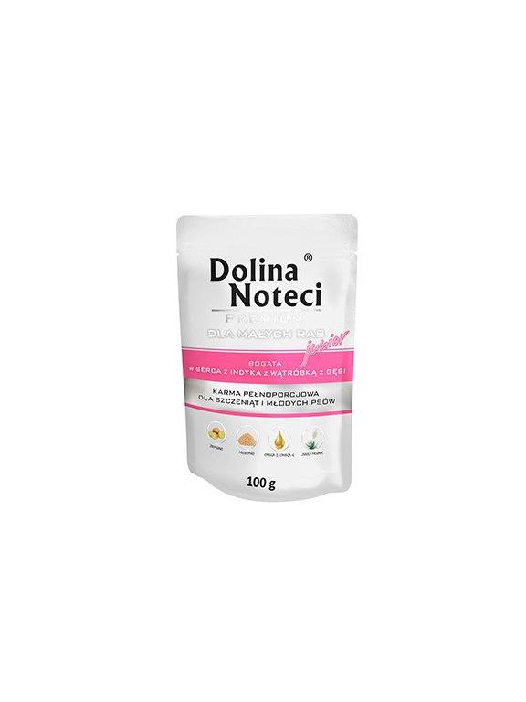 Dolina Noteci PREMIUM dla psów małych ras JUNIOR bogata w serca z indyka z wątróbką z gęsi saszetka 100g