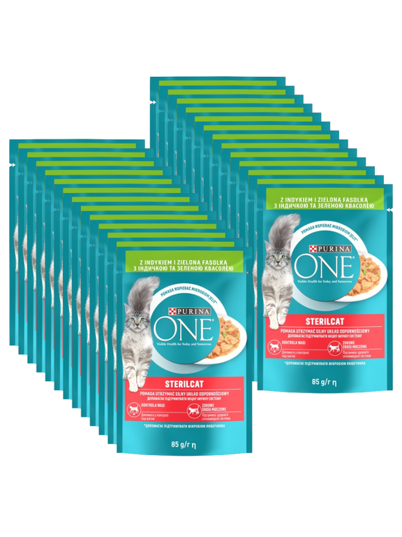Purina One Sterilcat z indykiem i zieloną fasolką 26x85g