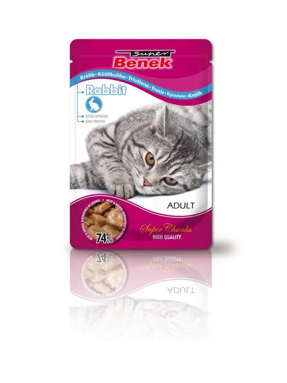SUPER BENEK Adult Saszetka dla kota z kawałkami królika 100g