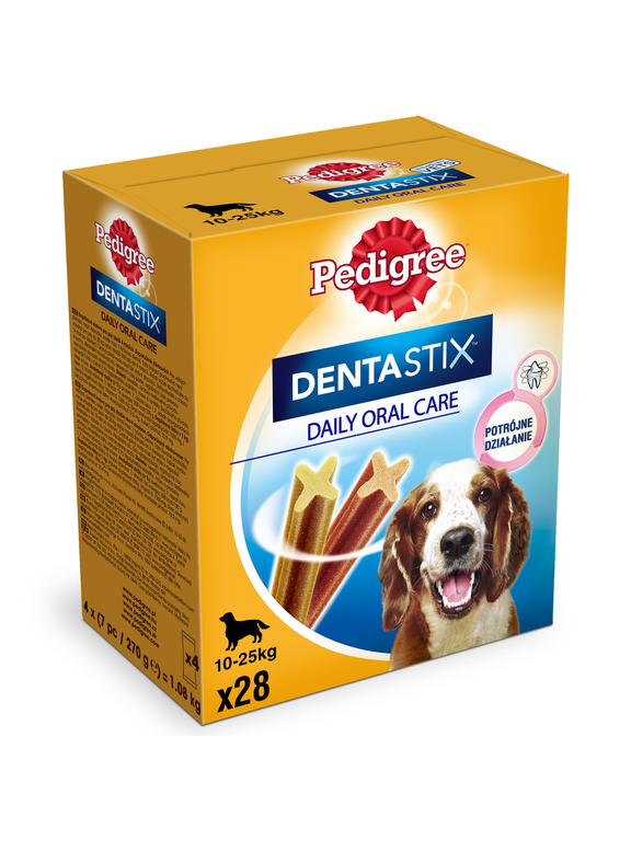 PEDIGREE DentaStix (średnie rasy) przysmak dentystyczny dla psów 28 szt. - 4x180g