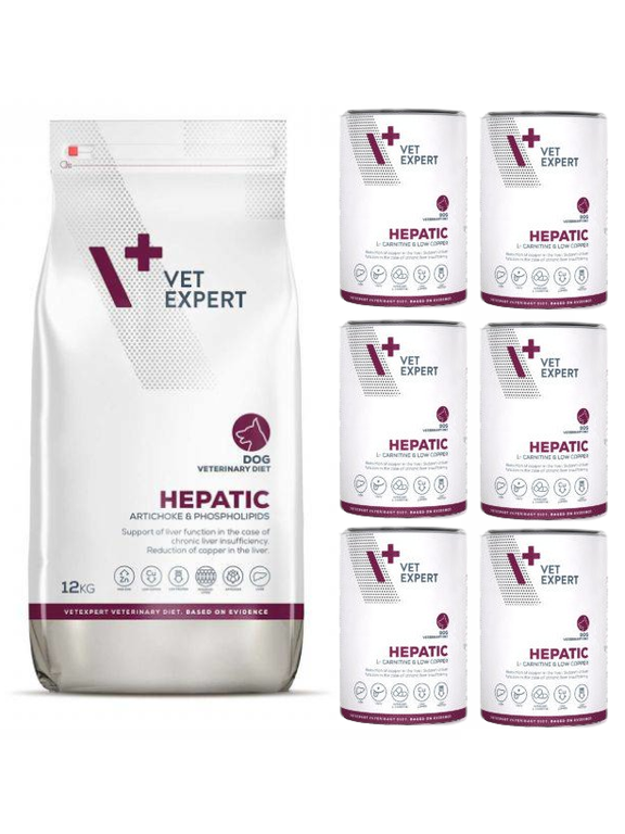 VETEXPERT Hepatic Dog 12kg + Hepatic Dog 6x400g