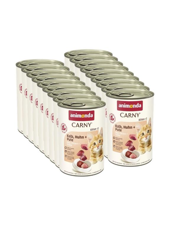ANIMONDA Cat Carny Kitten smak: cielęcina, kurczak i indyk 18x400g