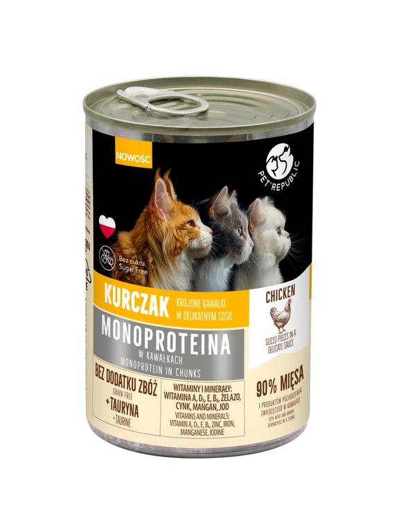 PetRepublic karma monoproteinowa z kurczaka dla kota, kawałki w sosie 400g