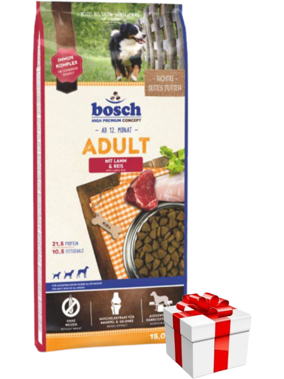 Bosch Adult Lamb & Rice, jagnięcina i ryż (nowa receptura) 15kg + NIESPODZIANKA DLA PSA GRATIS!