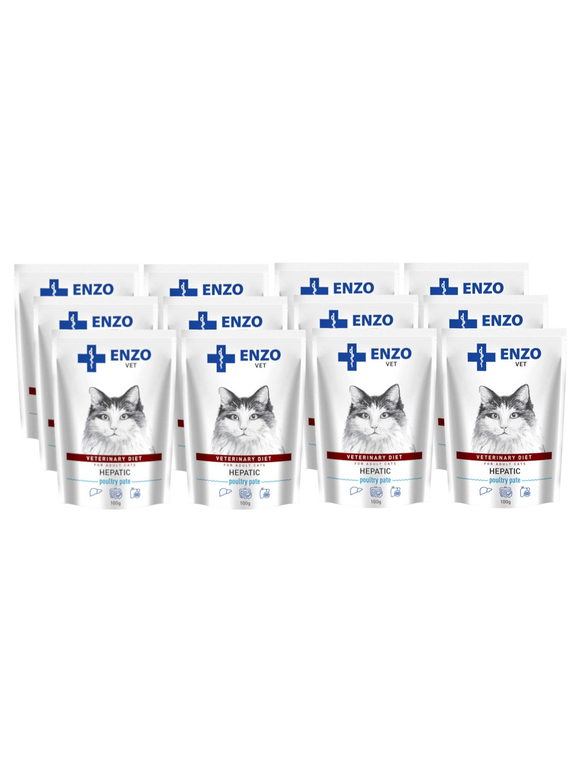ENZO VET Hepatic drób-pasztet dla kotów 12x100g