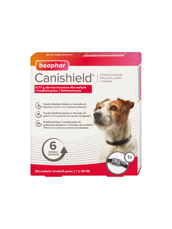 BEAPHAR CANISHIELD OBROZA S/M 48cm - obroża z deltametryną