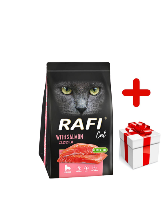 DOLINA NOTECI Rafi Cat karma sucha dla kotów sterylizowanych z łososiem 1,5kg + niespodzianka dla kota GRATIS!