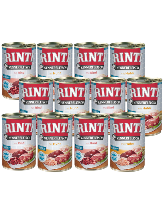Rinti Kennerfleisch Junior karma mokra dla psa Mix Smaków 12x400g