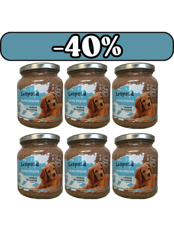 Leopold Karma mięsna z drobiem dla szczeniąt 6x300g