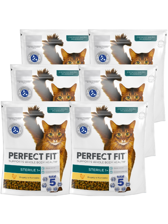 PERFECT FIT (Sterile 1+) 6x750g Bogaty w Kurczaka - sucha karma dla kota po sterylizacji