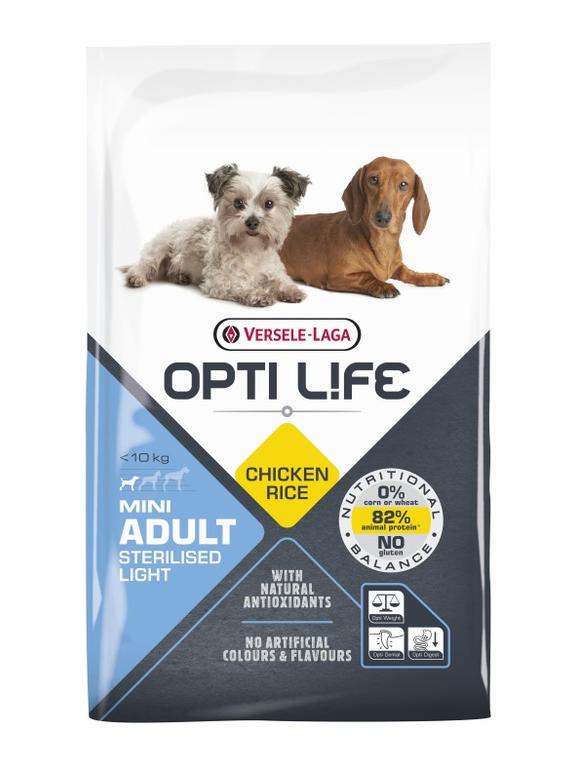 VERSELE-LAGA Opti Life Adult Light Mini 7,5kg - z kurczakiem - dla małych ras