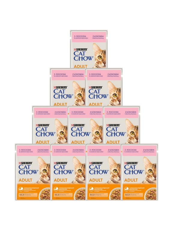 PURINA Cat Chow Adult Karma dla kotów z łososiem i zieloną fasolką w galaretce 10x85g