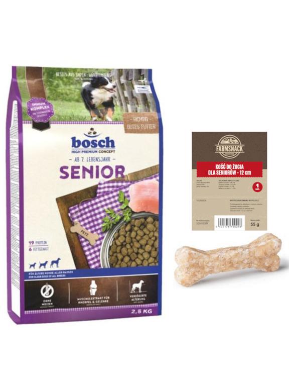 Bosch Senior (nowa receptura) 2,5kg + Kość do żucia dla seniorów 12cm