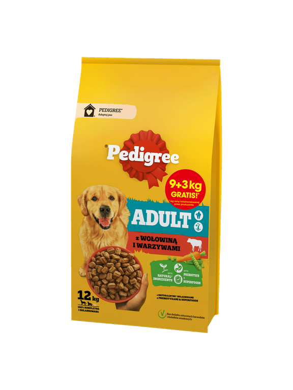 Pedigree - Wołowina Z Warzywami 12kg (9+3Kg) Sucha Karma