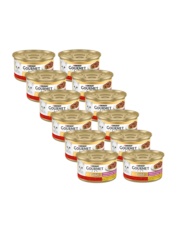 Purina Gourmet Gold z wołowiną i kurczakiem w sosie 12x85g