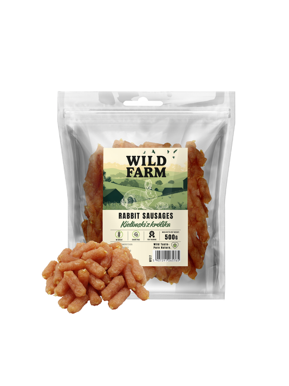 WILD FARM kiełbaski z królika 500g przysmak dla psa