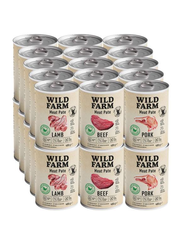 WILD FARM Pate Mix Smaków 30x400g bezglutenowa karma dla psa