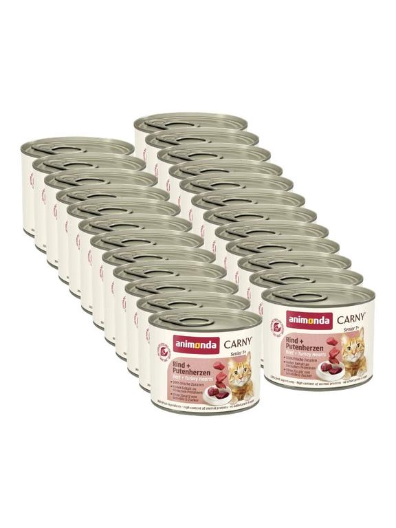 ANIMONDA Cat Carny Senior smak: wołowina i serca indyka 24x200g