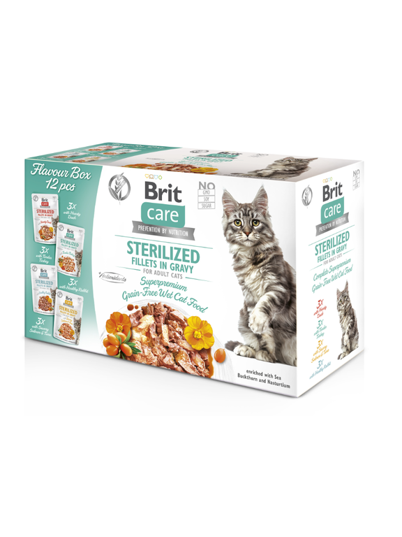 BRIT CARE Cat Sterilized Fillets in Gravy mix 12x85g