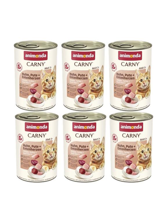 ANIMONDA Cat Carny Adult smak: kurczak, indyk i serca kaczki 6x400g
