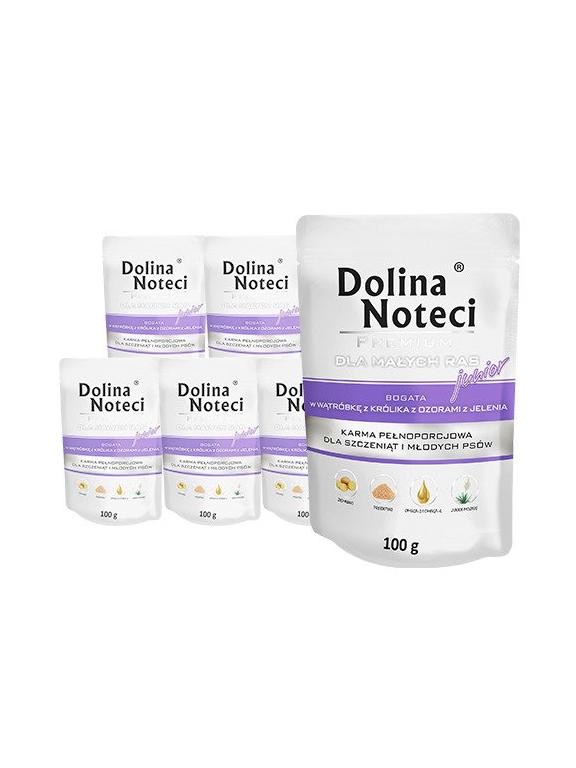 Dolina Noteci PREMIUM dla psów małych ras JUNIOR bogata w wątróbkę z królika z ozorami z jelenia saszetka 10x100g