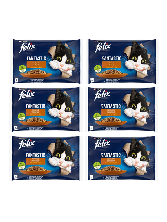 FELIX Wiejskie Smaki w galaretce z królikiem i jagnięciną 12x(4x85g)