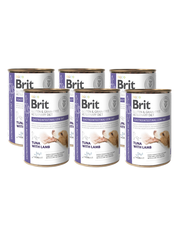 BRIT GF Veterinary Diets Dog Gastrointestinal Low Fat 6x400g- -karma mokra dla psa
