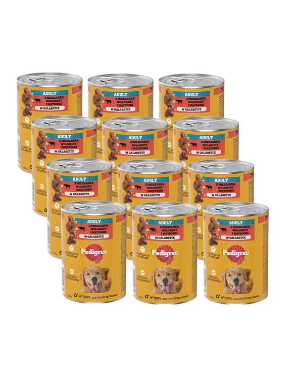 PEDIGREE Adult mokra karma pełnoporcjowa dla dorosłych psów, z wołowiną w galaretce12x400g
