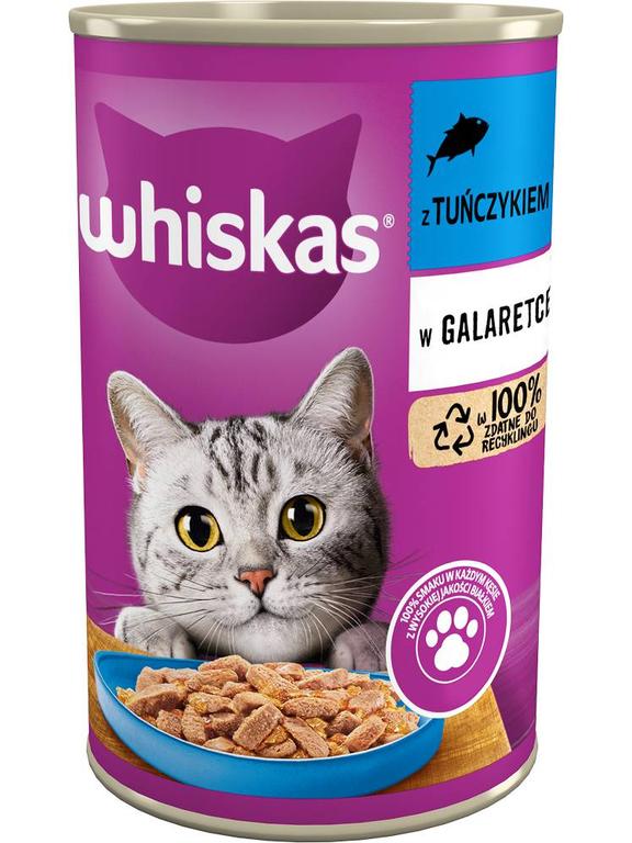 WHISKAS Adult puszka 400 g - mokra karma dla dorosłego kota, kawałki z tuńczykiem w galaretce