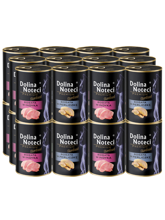 DOLINA NOTECI Premium dla kotów sterylizowanych bogata w indyka/perliczkę 24x400g